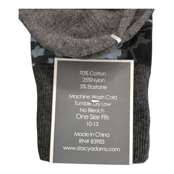 STACY ADAMS MENS LEAF PATTERN DRESS SOCK. BLACK WHITE. SAS 337-5 - Picture 3 of 3